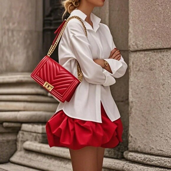 Red Casual Women's Mini Skirt - Picture 1 of 8